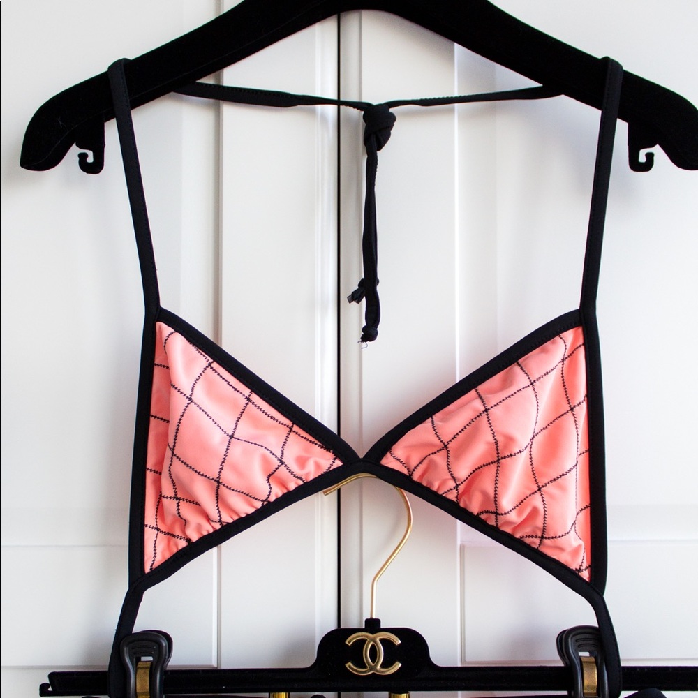 Iconic Chanel Vintage Spring 1995 Coral Pink Quilted 95P Bikini Swimsuit - Picture 6 of 12